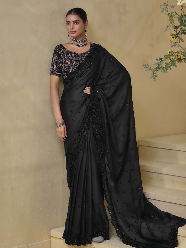 Black Pure Banarasi Tuscany Saree